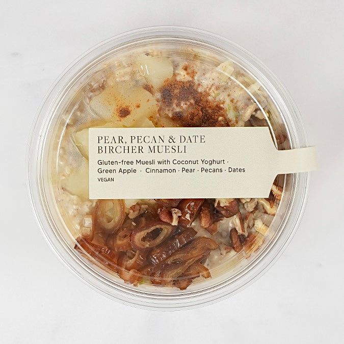 Pear, Pecan & Date Bircher Muesli Pots (x10)