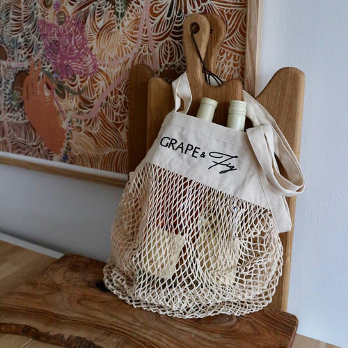 GRAPE AND FIG COTTON STRING BAG