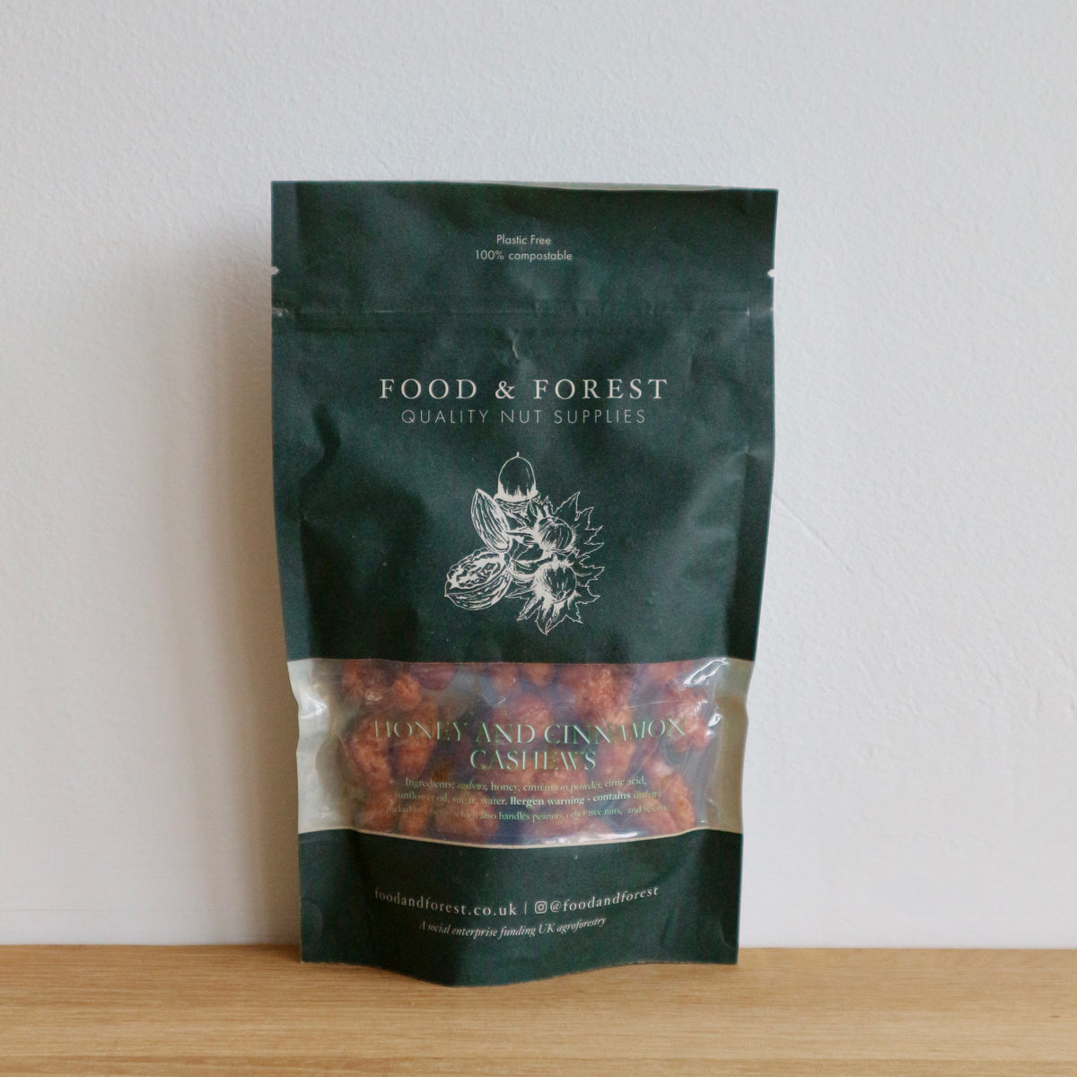 Honey & Cinnamon Cashews, Food & Forest, 100g