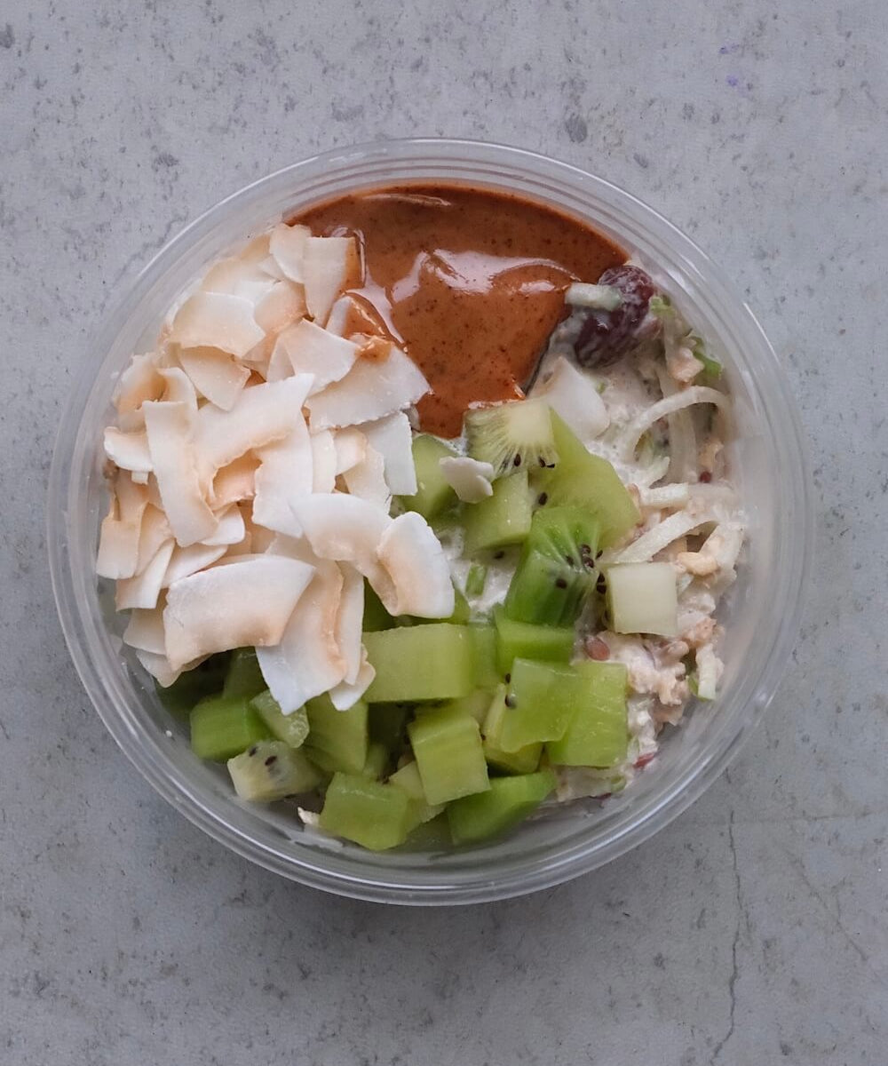 Kiwi, Almond Butter & Coconut Bircher Muesli Pots (x10)