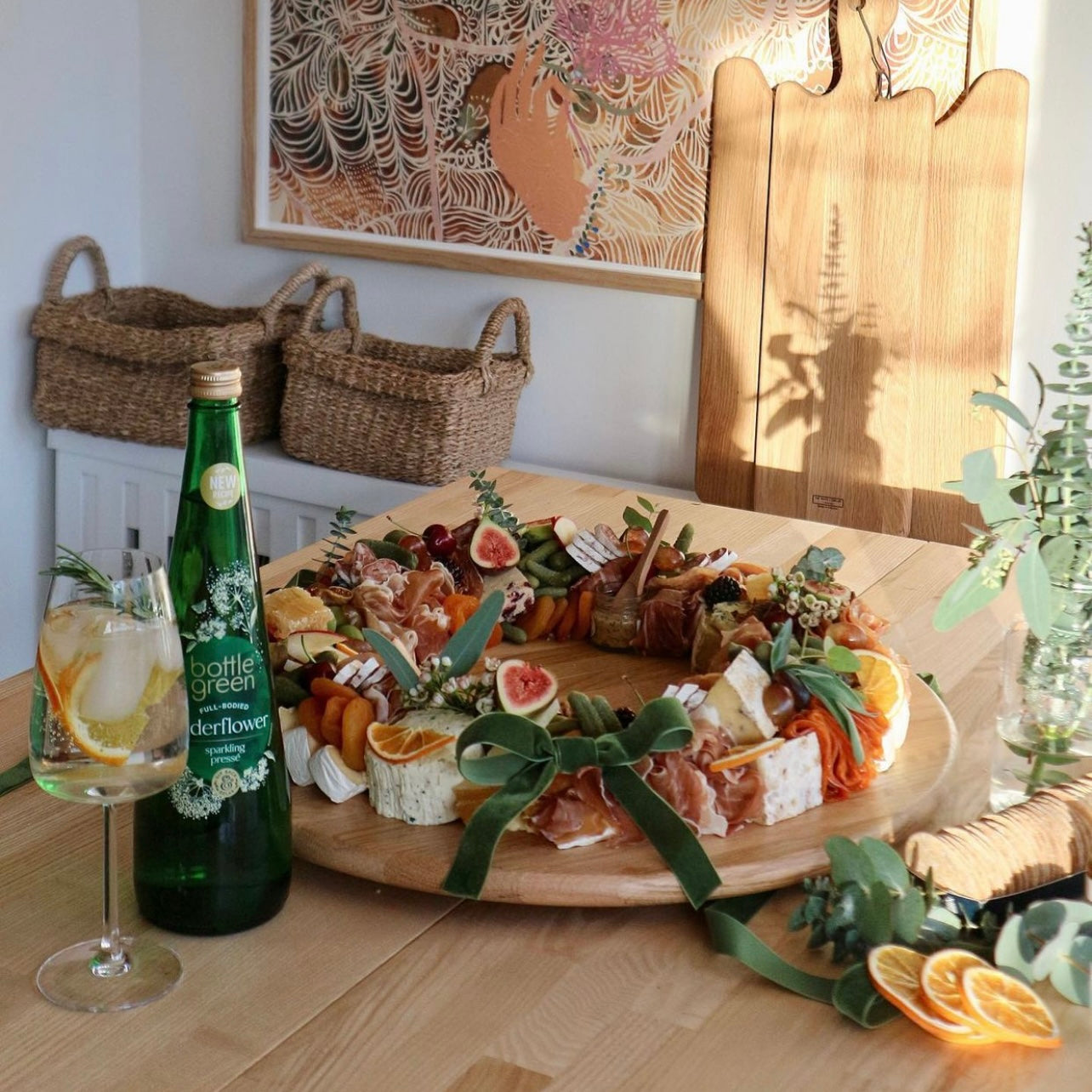 Press graze wreath cheese and charcuterie
