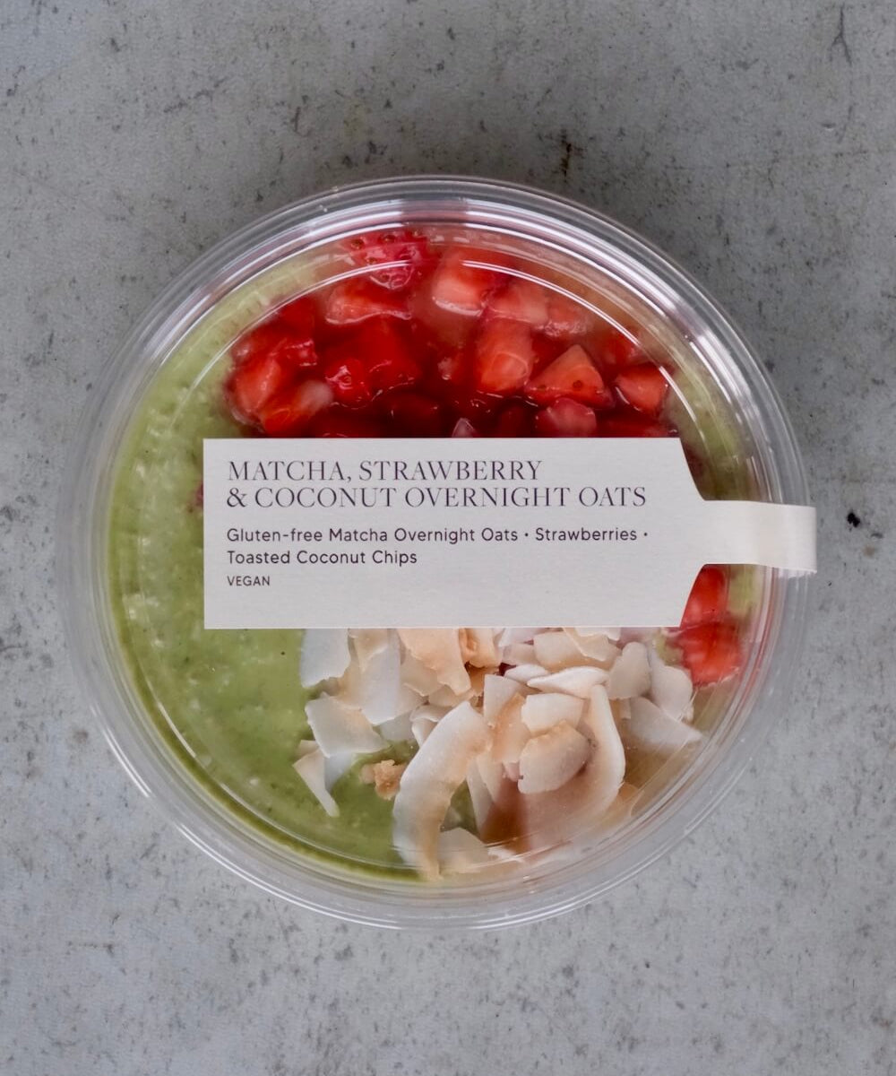 Matcha, Strawberry & Coconut Overnight Oats Pots