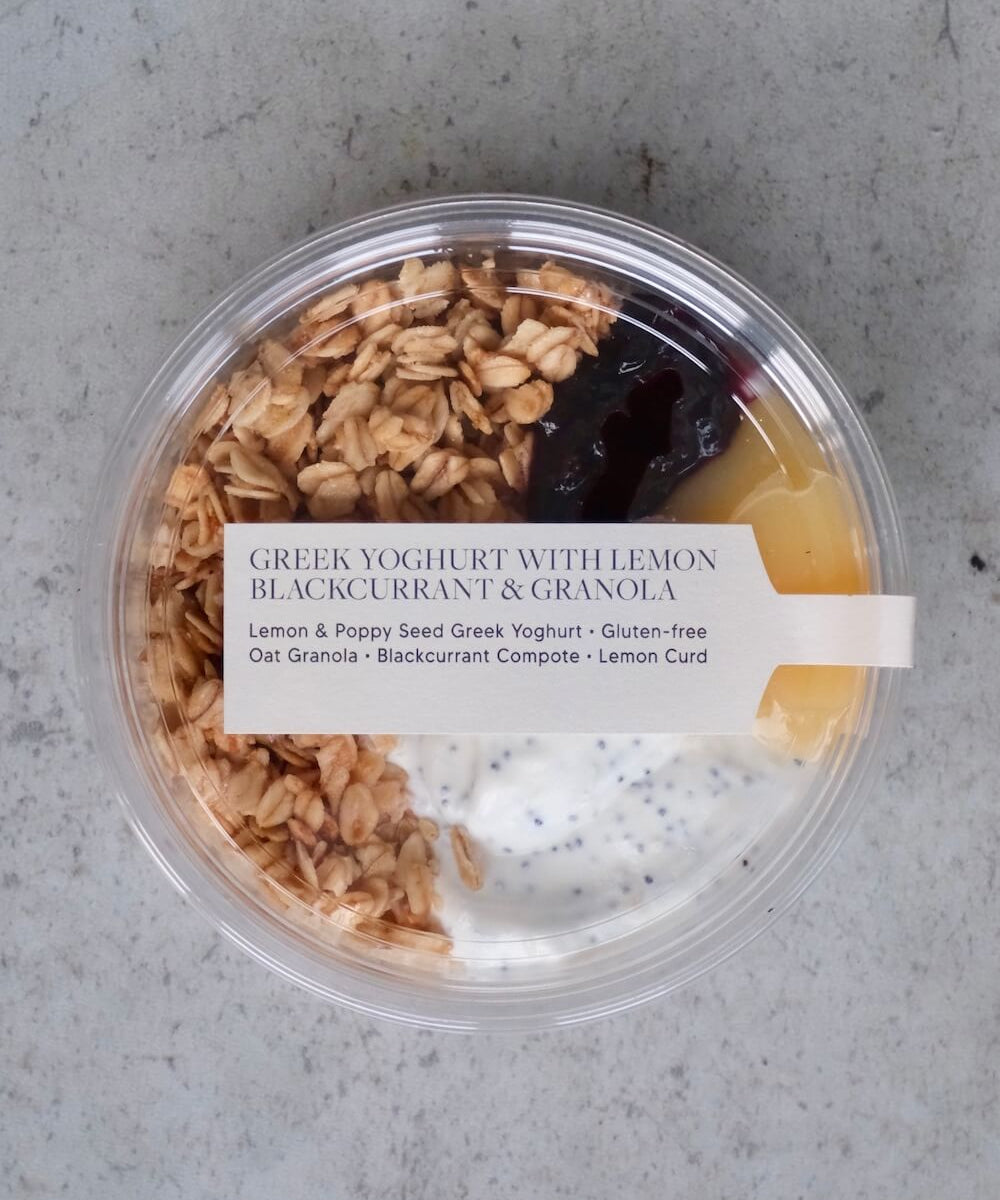 Greek Yoghurt with Lemon, Blackcurrant & Granola Pots (x10)
