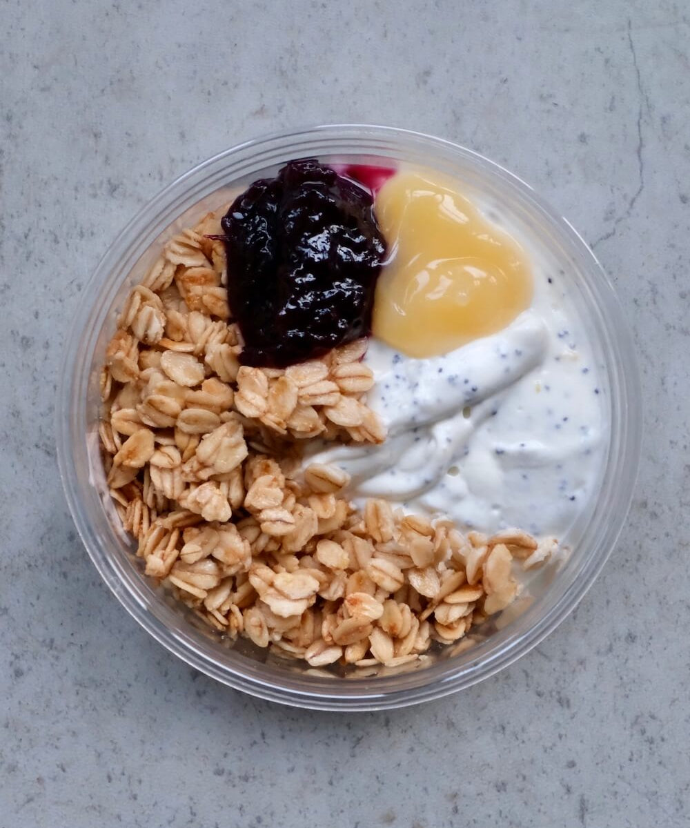 Greek Yoghurt with Lemon, Blackcurrant & Granola Pots (x10)